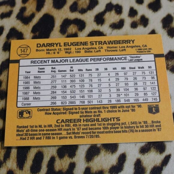 Darryl Strawberry #147 Baseball Card - Picture 2 of 2